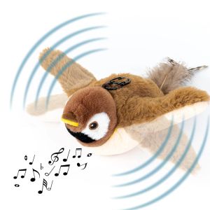 Toys battants Sparrow Cat Toys Chirping Bird 3 Modes Mouvements Touch Activé le jouet en peluche électrique