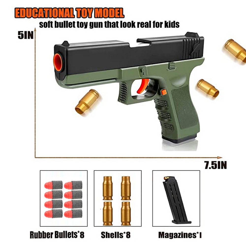 Toys Pistal Guns com ejeção de concha de bala macia, pistola de dardo com pistola splat, tiro ao ar livre, coisas legais para crianças de menino de 6 a 10 anos