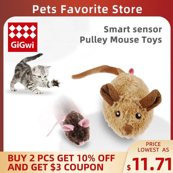 Jouets GiGwi jouets pour animaux de compagnie série droïde pour animaux de compagnie Robot chat jouet simuler les sons automatique capteur intelligent poulie souris jouets interactifs pour chat