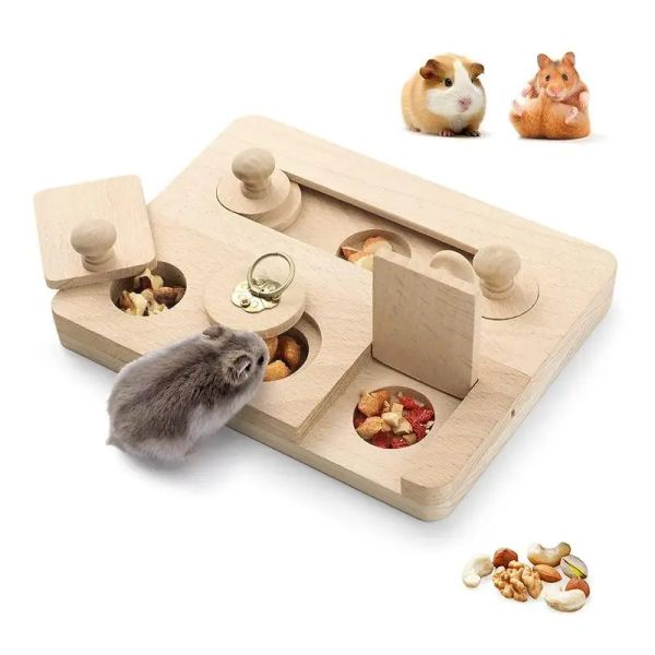 Jouets cochon d'inde jouets de recherche de nourriture Hamsters jouet éducatif en bois distributeur de friandises pour petit Animal jouets drôles Hamsters jouet interactif