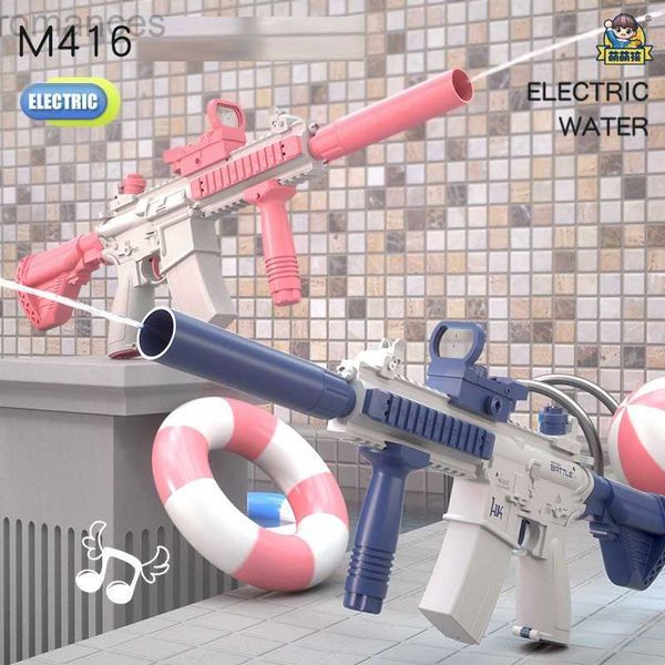 Juguetes Pistola Pistola de agua eléctrica Juguete de alta presión Full Auto Unisex M416 Rifle Pistolas de agua para adultos Niños Niñas Juegos de verano Playa Piscina Juguetes 240306