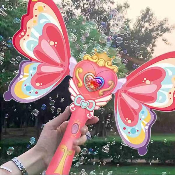 Juguetes Pistola Juguetes Varita mágica de burbujas para niños Varita de burbujas de mariposa con luces Ametralladora Eléctrica Burbujas al aire libre Soplando juguetes Cumpleaños