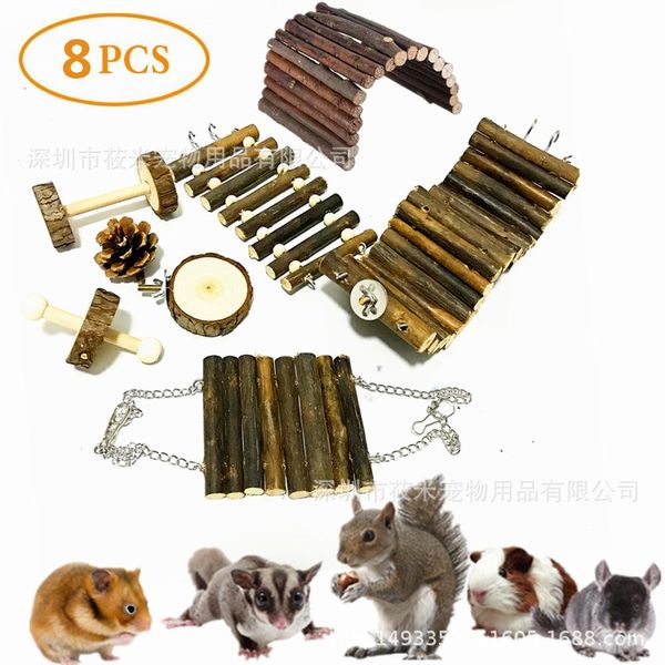 Jouets Hamster écureuil planeur de sucre cochons d'inde, jouets assemblés, ensembles de jouets, 8 pièces, bûches, planche, échelle pivotante de route