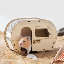 Jouets faits à la main Hamster Cage coin maison bricolage Kits cachette pour animaux de compagnie jouer maison Cage accessoires anti-rayures maison en bois pour cochons d'Inde