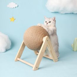 Speelgoed handgemaakt weven sisal touw katten vangst bal veilig en slijtvast vast hout huisdier klauw grinder speelgoed grappig kitten klimframe