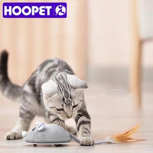 Speelgoed HOOPET Elektrische intelligente detectiemuis Interactief kattenspeelgoed Pluche gevulde kat Teaser Zelf spelen USB Oplaadbaar kattenhuisdierspeelgoed