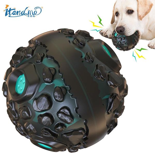 Juguetes Indestructibles para perros, nuevo diseño en forma de meteorito, pelota para perros, juguete para limpiar los dientes con chirrido, juguete masticable duradero para perros grandes