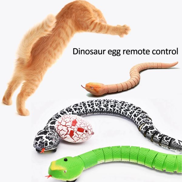 Jouets Serpent télécommandé infrarouge pour chat avec œuf, serpent interactif, jeu Teaser, accessoires pour chiens, chaton intelligent