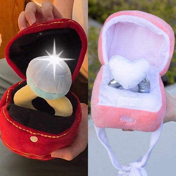 Jouets Ins Couple Bague Boîte En Peluche Jouet Amour Diamant Bague Cas Pet Chew Jouet Morsure Sons Proposer Mariage Fille Cadeau En Peluche Vocal Enfants Jouet