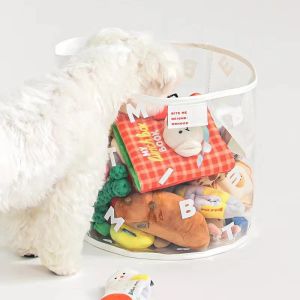 Jouets INS nouveau PVC Transparent épaissi jouet panier de rangement Snack chien jouet articles divers boîte de rangement à main fournitures pour chiens