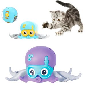 Speelgoed Interactief kattenspeelgoed Uurwerk kruipen Cartoon Octopus Touw Getrokken Wandelen Kittenspeelgoed Land Waterspeelgoed Cadeau voor huisdieren Katten Kinderen