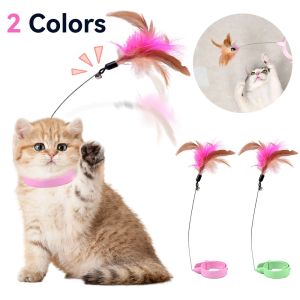 Toys Interactive Cat Toys Funny Feather Teaser Stick With Bell Pets Collar chaton jouant au teaser Wand Training Toys for Cats Supplies