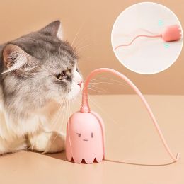 Speelgoed Interactief kattenspeelgoed USB Elektrisch Intelligente rollende bal Speelgoed Katten Huisdier Siliconen Automatisch Draaien Muis Staart Kitten Teaser Stick