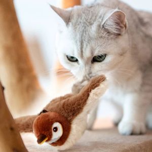 Toys Interactive Cats Toy se déplaçant avec des sons Jouet électrique animal en peluche réaliste pour les chats intérieurs saisissant la maille mordante