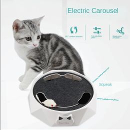 Toys Interactive Electric Cat Toy met lopende muis automatisch roterende teaser pop -play verberg en zoek jachtspeelgoed voor leuke oefening