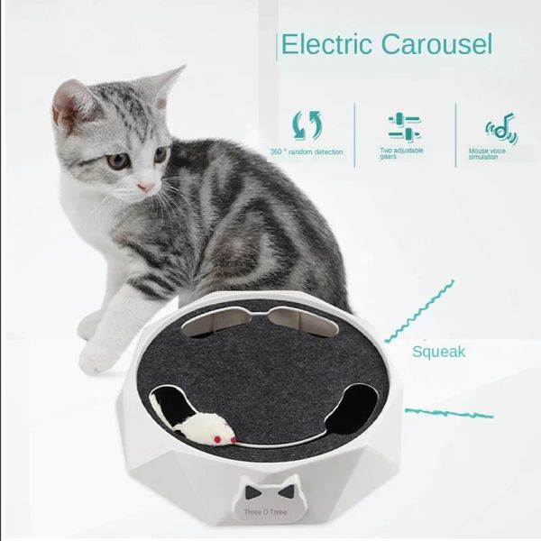 Toys Interactive Electric Cat Toy avec souris Running Mouse Automatic Rotation TEASER POP Play Hide and Seek Hunt Toy pour un exercice amusant