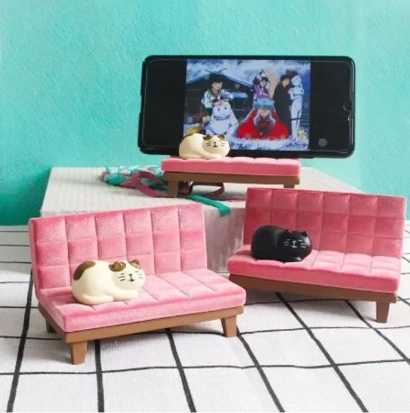 Toys Japonais miniature Flocking Powder Cat canapé japon zakka décore bourse de téléphone mobile paresseux ornements bricolage