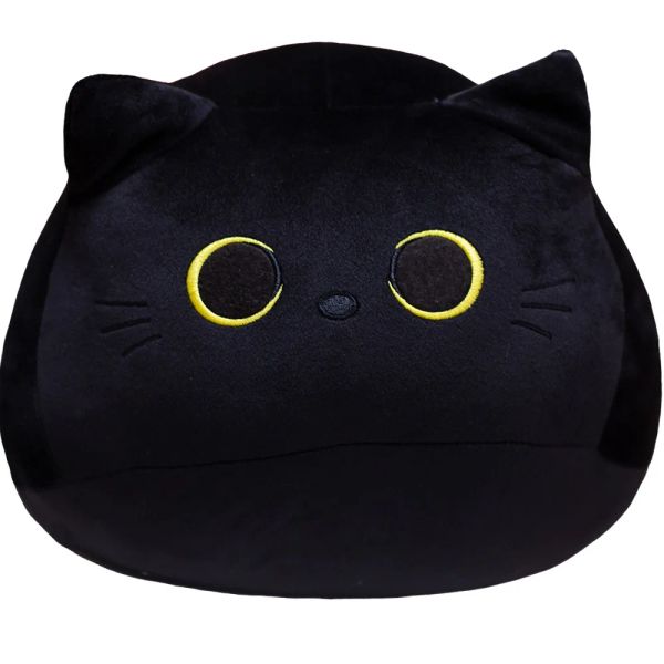 Toys Kawaii Black Cat Plush Toys Farmed Animaux ronds Round Cat Squish Oreiller Coussin Coussins Créatifs d'anniversaire pour enfants
