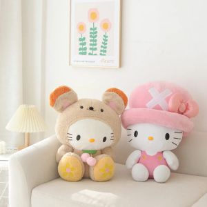 Toys Kawaii Cartoon Series Kuromi Kitty Cat en peluche Toy Oreiller Soft Farged Pluxies Anime Cartoon Doll Toys Hobbies Gift For Friend