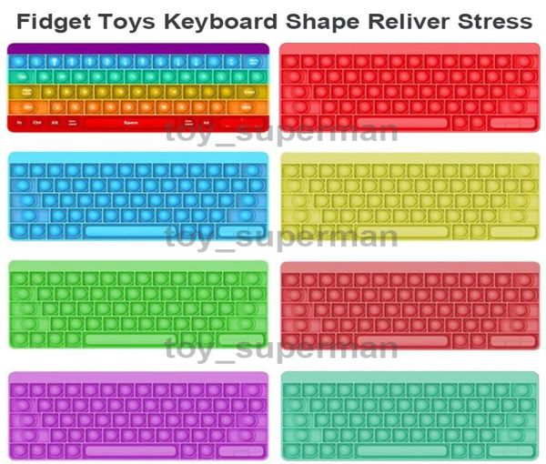 Juguetes Diseño de teclado Bubble Sensorial Rainbow Silicona Estrés Alivio Descompresión Juguete para niños con necesidades especiales Adulto4229906