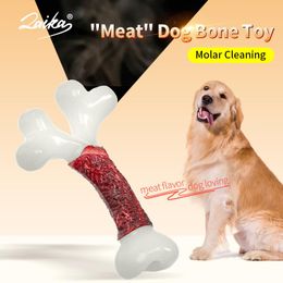 Jouets LAIKA chien jouet à mâcher parfum de bacon chiens de compagnie molaires bâtons dents indestructibles nettoyage os molaire bâton fuite nourriture jouets à mâcher