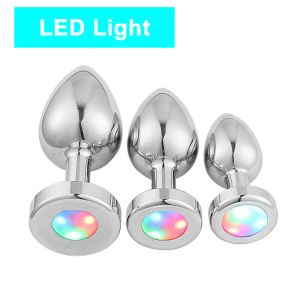 Speelgoed Led Licht Anale Plug Rvs Butt Plug Prostaat Massage Speeltjes voor Vrouwen Mannen Homo Volwassen Speelgoed Bdsm Anale Butt Plug