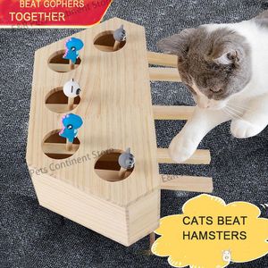 Jouets LISM chats chasse jouet chasse souris en bois interactif chaton frappé avec 3/5 Hamster dessin animé animal attraper morsure cataire drôle Train