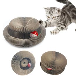 Toys Magic Organo Cat Board Paper Juguesa Gat Toy With Bell Cat Claw Play Game Game Gats Climing Frame Round Round Corrugated Toys