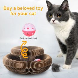 Toys Magic Organ Cat Toy Cats Scratcher Scratch Board Round Corrugated Scratching Post Toys for Cats Grinding Claw Interactive Toys