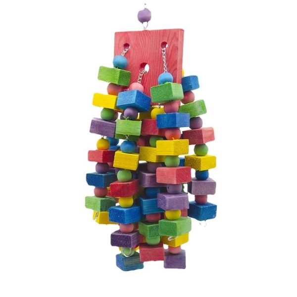 Jouets Jouet pour perroquet de taille moyenne et grande, perles de couleur, bloc de bois coloré, corde à ronger, corde suspendue multicolore, jouets pour oiseaux de compagnie