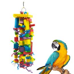 Jouets perroquet de taille moyenne, jouets pour oiseaux, perles colorées, pilier en bois, épée, corde de chanvre, jouets à ronger, jouets d'escalade