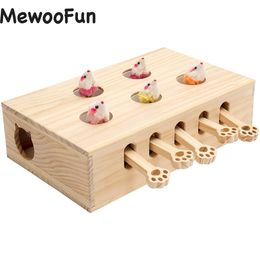 Jouets MewooFun chat jouets interactif Whackamole jouets en bois massif pour chats d'intérieur chaton attraper souris jeu US Stock livraison directe WG320