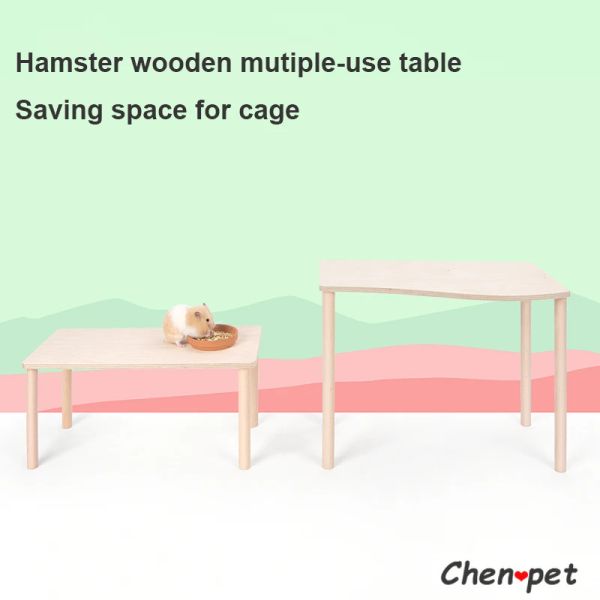 Juguetes Mesa de madera Natural para jaula para mascotas pequeñas, juguete de madera para hámster, ahorro de espacio en jaula para animales pequeños, suministros para Chinchillas