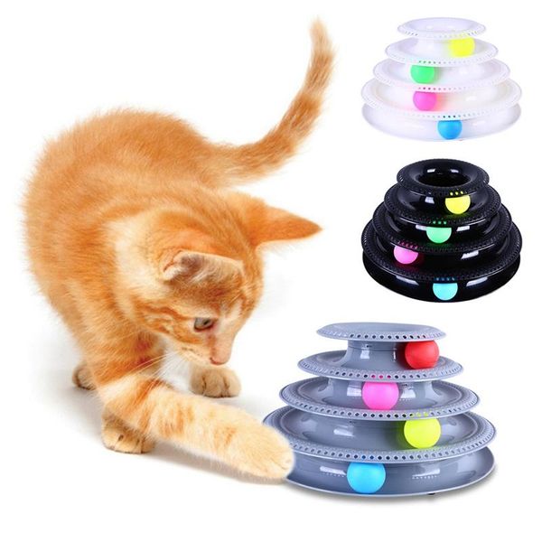 Toys NOUVEAU CAT PET CAT TOYS COLORFUR 4LAYER 3 Colorful Balls Kittens Entertainment Disc Turntable