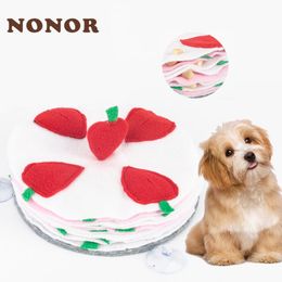 Jouets NONOR Tapis lavable à renifler pour chiens Tapis de reniflage de gâteau aux fraises Compétences de recherche de nourriture Entraînement au QI et jouet pour chien d'alimentation anti-stress