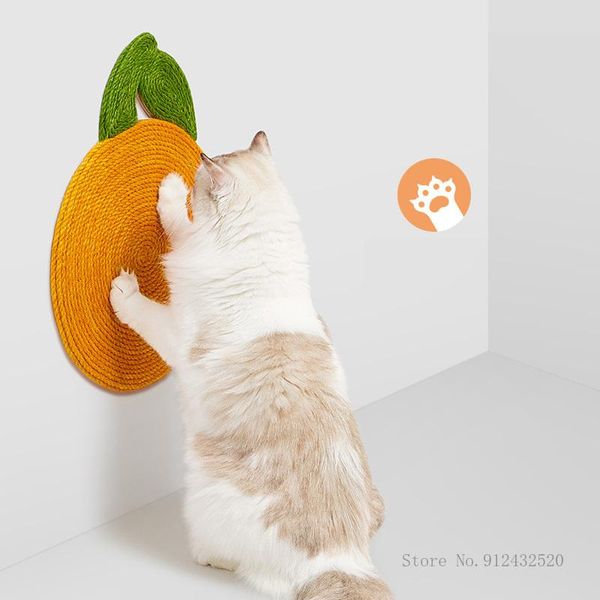 Juguetes con forma de naranja y melocotón, cuerda de cáñamo y yute, rascador para gatos, pegatina de pared resistente al desgaste, sacapuntas de garras, juguete para gatos