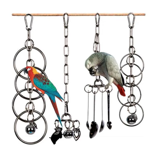 Jouets perroquet 304 en acier inoxydable jouet rongeur escalade grand diamant de taille moyenne gris Machine Puzzle cage à oiseaux présentoir suspendu