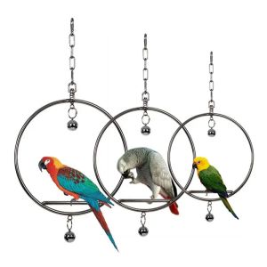 Jouets perroquet poulpe balançoire en acier inoxydable, grand anneau de suspension, support pour Cage à oiseaux, accessoires peau de tigre, pivoine, fournitures pour oiseaux