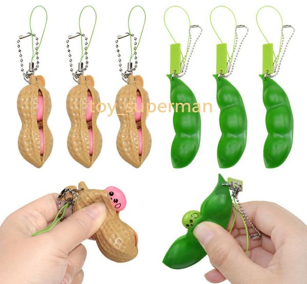 Jouets cacahuètes Edamame jouets anti-stress par jouet infini cacahuètes pois haricots porte-clés Squishy8790701