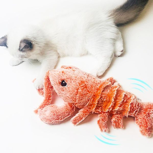 Jouets pour animaux de compagnie électrique sautant chat jouet crevette mobile Simulation homard danse jouets en peluche pour chien de compagnie chats en peluche Animal interactif jouet