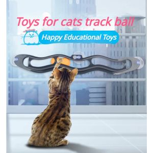 Toys Pet Interactive Cat Toy Track Track Aspiration tasse jouet ball Cat Scratch Plastic Ping Pong Ball Nouveau taquin chat éducatif Toys