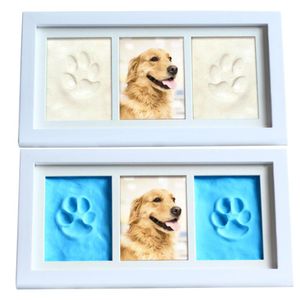 Kit de souvenirs pour animaux de compagnie, cadre de souvenir avec cadre Photo en bois et moule en argile pour chiens ou chats