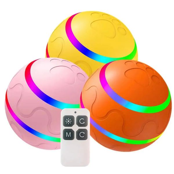 Jouets Pet Smart Ball Toy Interactive Dog Toys Roulement mobile automatique avec lumière LED rechargeable Smart Wicked Balle occupée pour chiens Chat