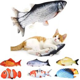 Jouets pour animaux de compagnie, électronique doux en forme de poisson, jouet électrique pour chat, chargement USB, jouets de Simulation de poisson, chat amusant à mâcher, fournitures de jeu, livraison directe