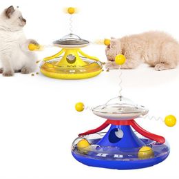 Toys Suministros para mascotas Cat Turntable Tease Cat Ball Cat Self Hi Track Ball Tease Cat Stick Kitten Tease Cat Artifact Toy Pet Products