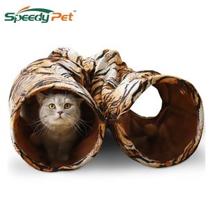 Jouets Tunnel pour animaux de compagnie chat imprimé rayures de tigre jouet de Tunnel de chaton froissé avec balle jouer amusant tunnel de jouet jouets de chat en vrac Tunnel de jeu de lapin