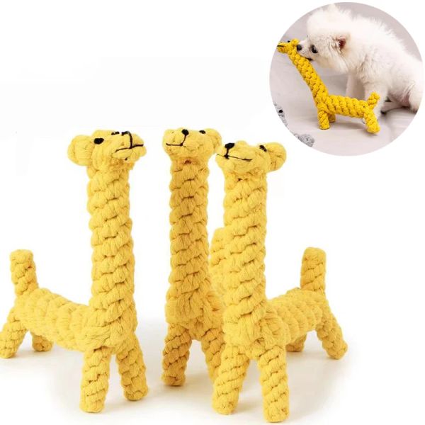 Jouets à mâcher pour chiot, corde en coton faite à la main, jouets pour chiens en forme de girafe, petits et grands, jouet de nettoyage des dents d'animaux de compagnie, entraînement amusant en plein air