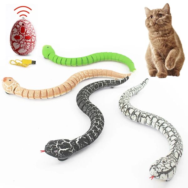 Toys RC Remote Control Snake Touet pour chat chaton Contrôleur en forme d'oeuf RattlesNake Interactive Snake Cat teaser jouer au jouet