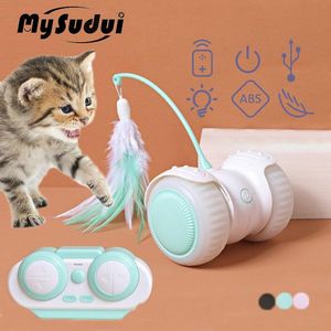 Jouets télécommande jouets pour chat Intelligent automatique interactif électrique chat jouet plume bâton Intelligent roulant Led taquin voiture Usb