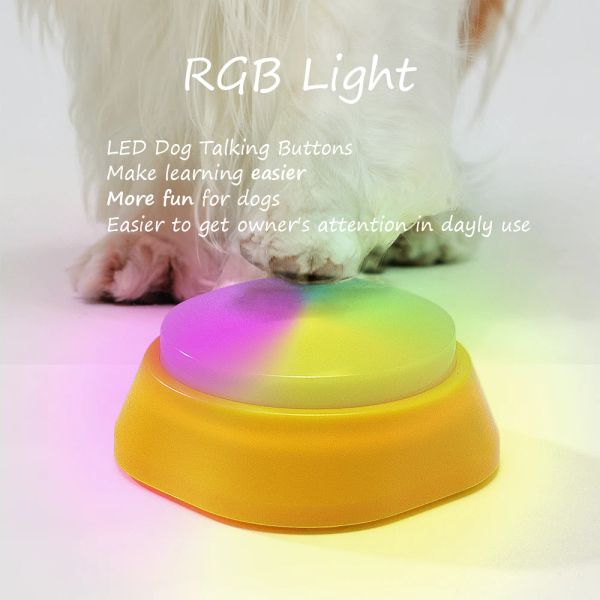 Toys RVB Light Dog Talking Bouton avec autocollant Mat Mots simples enregistrant un jouet interactif élevé pour l'entraînement pour animaux de compagnie